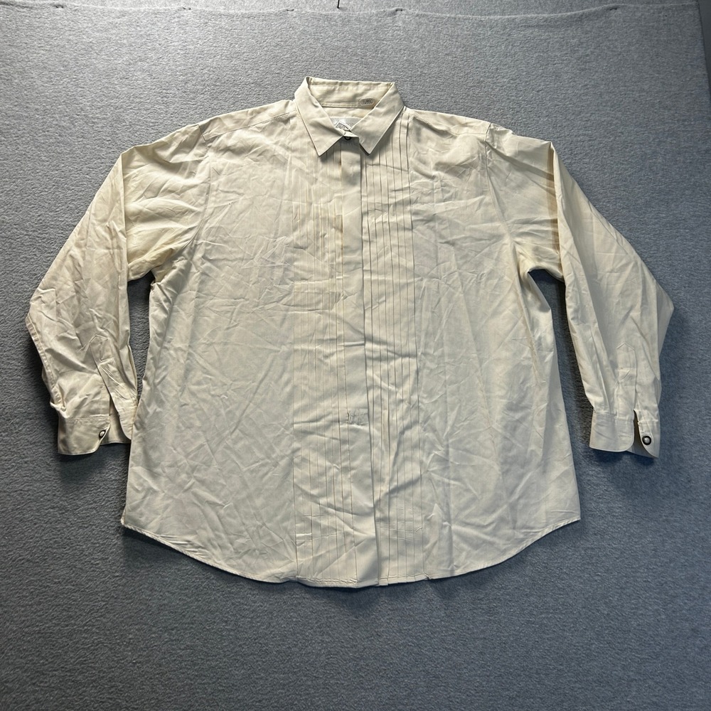Button Front Formal Blouse Womens Size 20W Ivory Tuxedo Pleated Sandra Ingrish